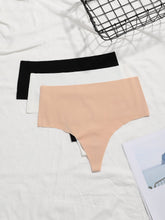 3PCS Daily Wear Basic Color Silky Seamless High Waist Thongs Set Sai Feel